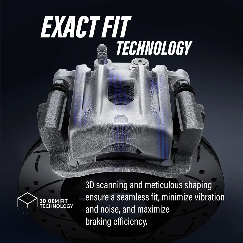 Transit Auto Rear Disc Brake Coated Caliper Drilled Slotted Rotors And Semi-Metallic Pads Kit For 2012 Ram C/V With Single Piston Front From 03 24 12 Kcd-100619S