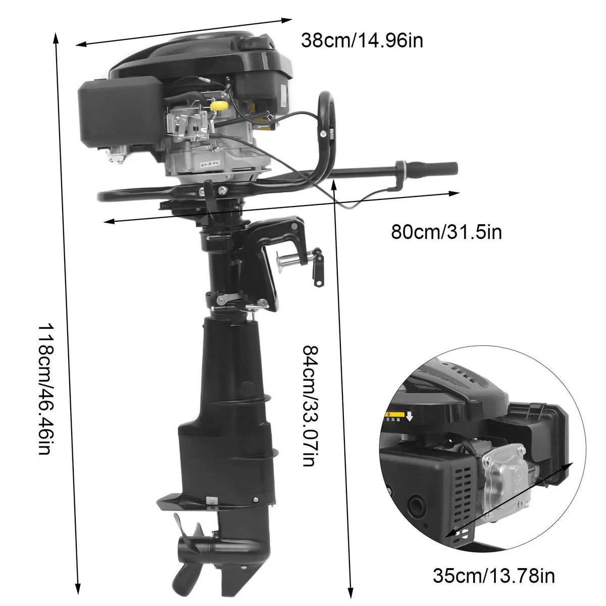 7.5 Hp 3600R/Min Outboard Motor Fishing Boat Enginewater Cooling System 196Cc 1.8 Liters