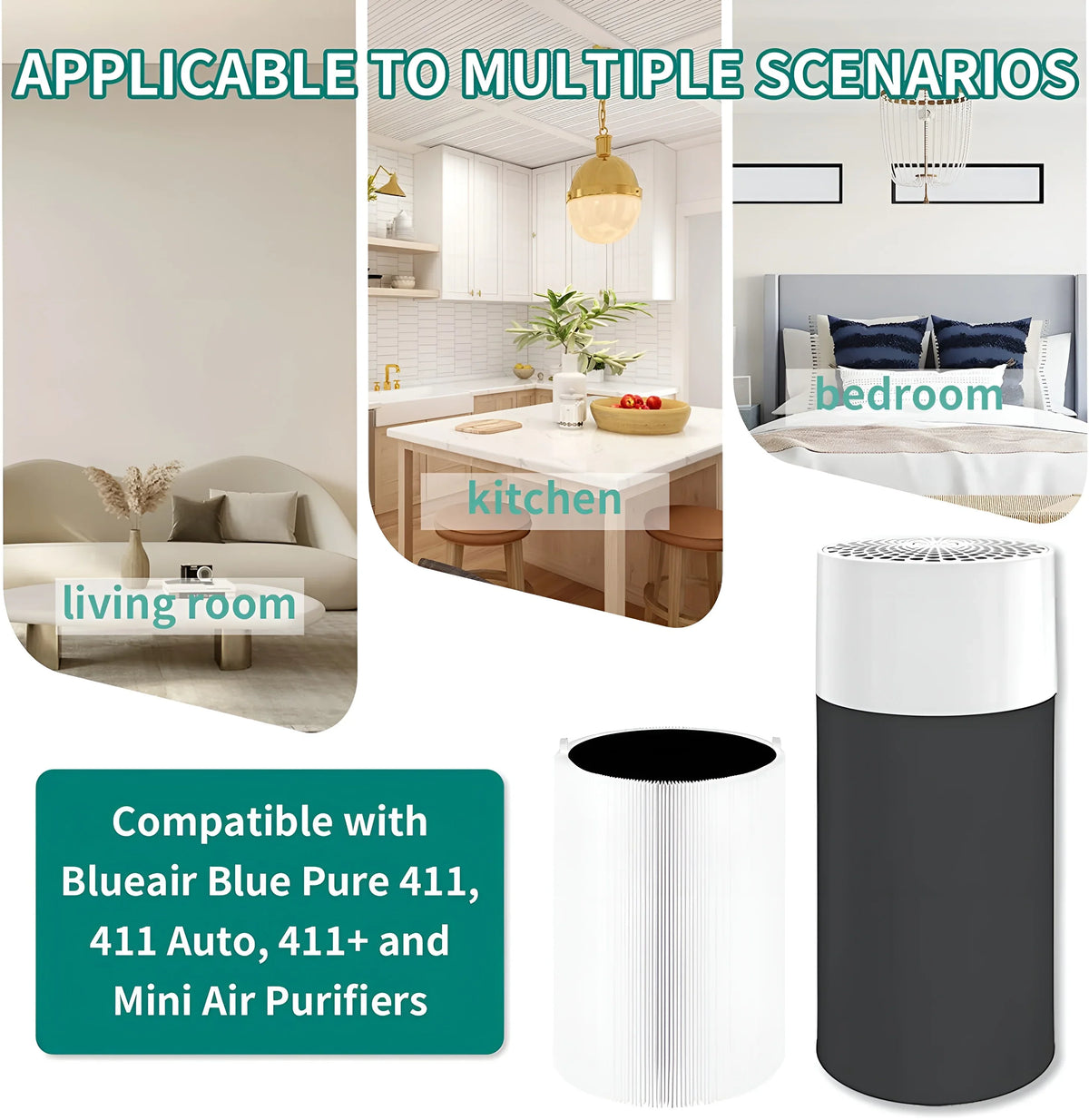 Ami Parts Cerulean Pure 411 Replacement Filter For Azure Pure 411, 411+ & Mini Air Purifier