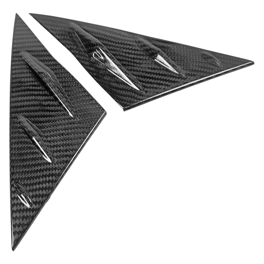 Ikon Motorsports Front Window Louver Compatible With 2017-2023 Tesla Model 3, Side 1/4 Scoop Cover Real Carbon Fiber Windshield Vent Panel Air Vent Trim 2Pcs