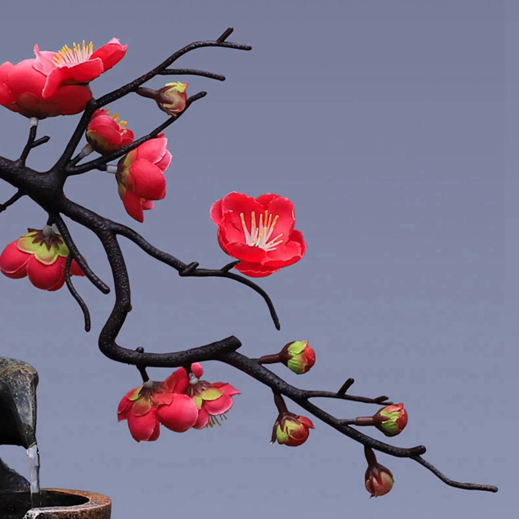 Creative Simulation Vasethree-Dimensional Tabletop Water Fountain Soothing Relaxation Flower Vase Craft Feng Shui Waterfall Fountains For Garden Office Living Room Desk Decor Gifts