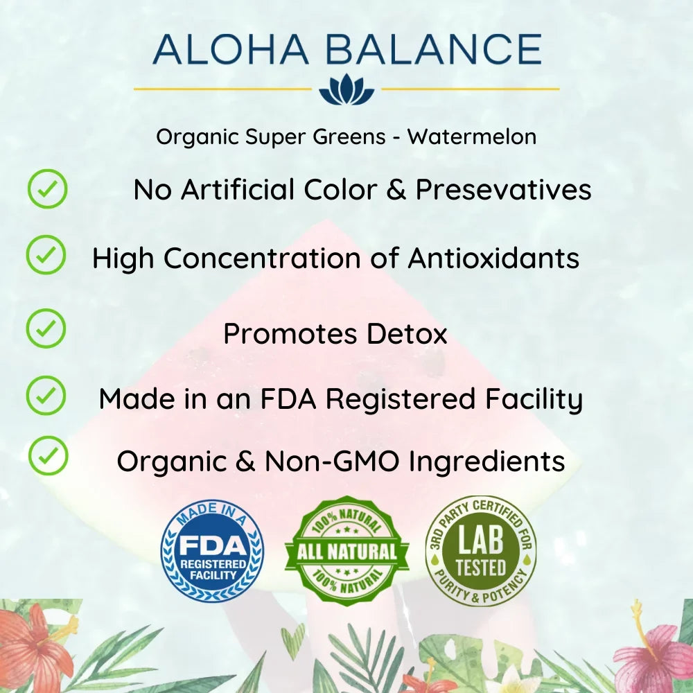 Organic by & Greens - Superfood Serving Full Vegetables Aloha of Ingredients - - Super Watermelon Fruits Balance Blend