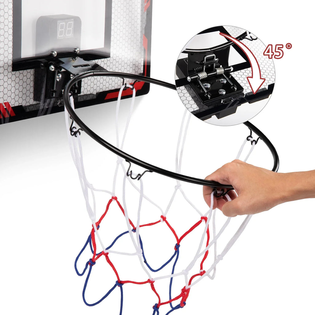 Indoor Basketball Hoop For Kids, Indoor Over The Door Basketball Hoops, Led Lamp Mini Basketball Goals With 2 Balls & Electronic Scoreboard, Christmas Toys Gifts For 5 6 7 8 9 10 11 12+ Year Old Boys
