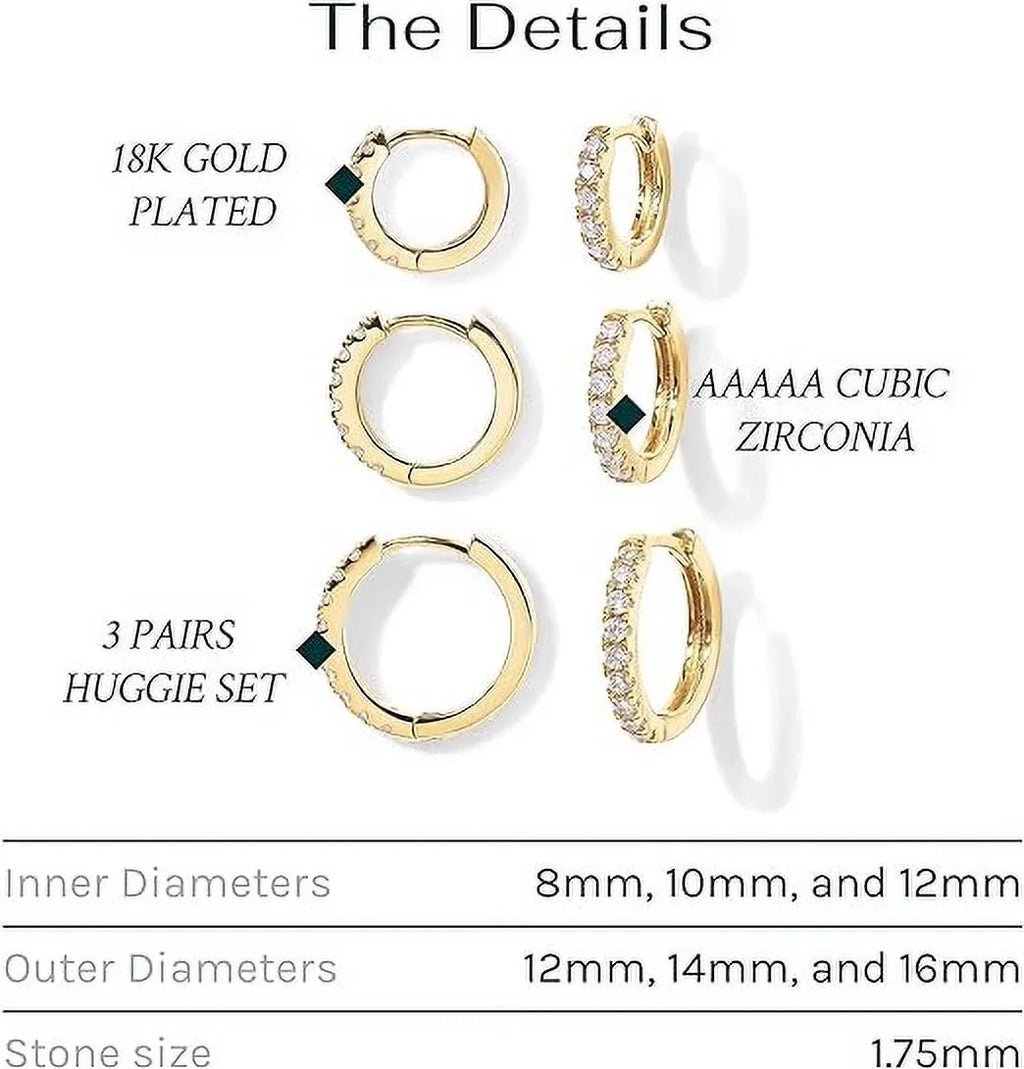 Pavoi 18K Yellow And White Gold Plated Pack 925 Sterling Silver Post, 6 Pairs Small Gold Hoop Earrings Set | Mini Cartilage Helix Huggie Hoop Pack For Women Men 8Mm 10Mm 12Mm