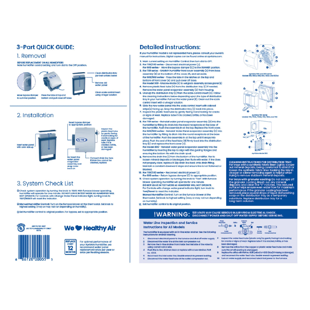 liquid 600A, Panel 700, 350, 560, 568, 600, (Pack 700M, AprilAire 700A, 2) for 760A, 360, Humidifier 35 Replacement Models 600M, AprilAire 560A, 768 of Whole-House 760,