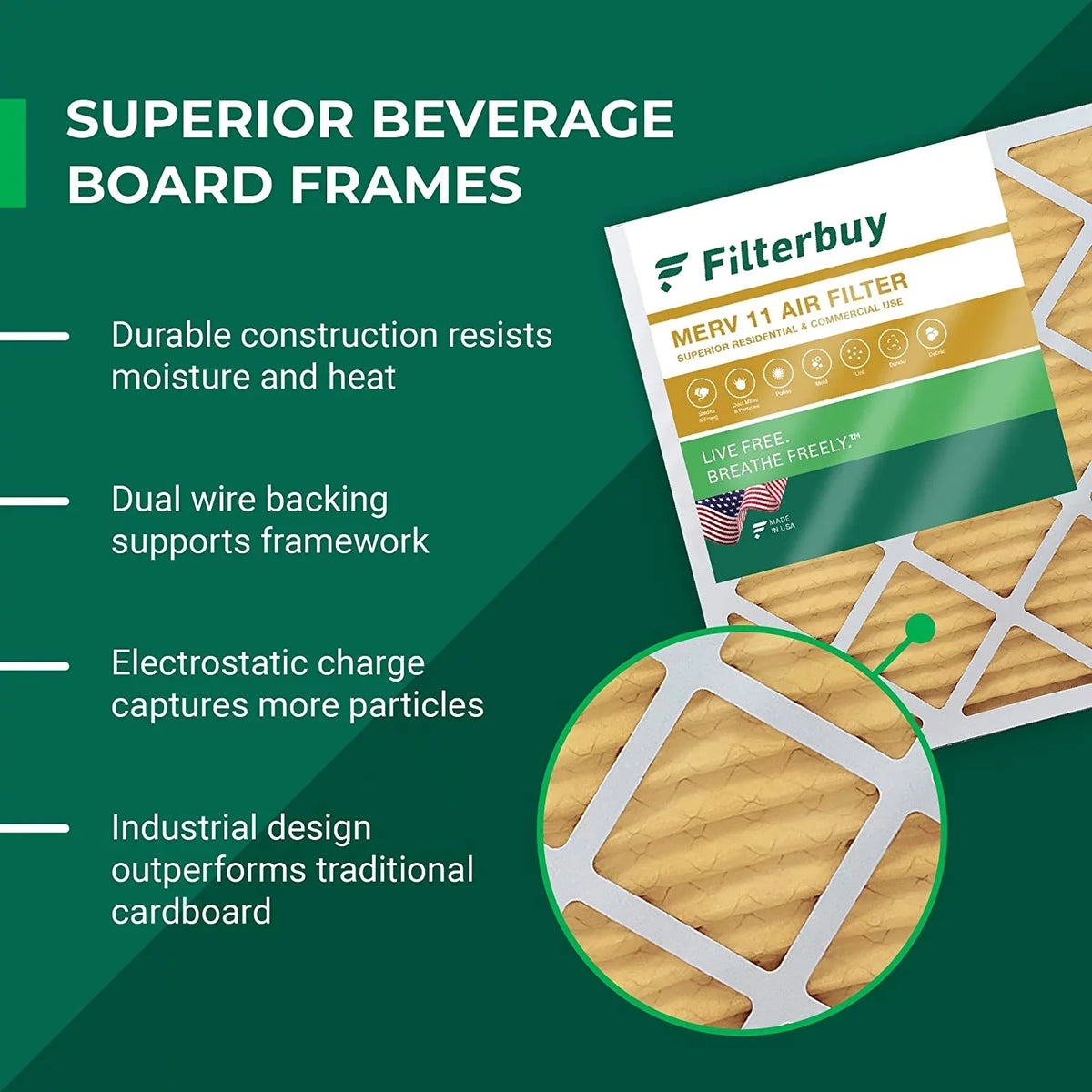 Filterbuy (1-Pack) Pleated Filters MERV 11 Furnace Air HVAC AC 24x25x1