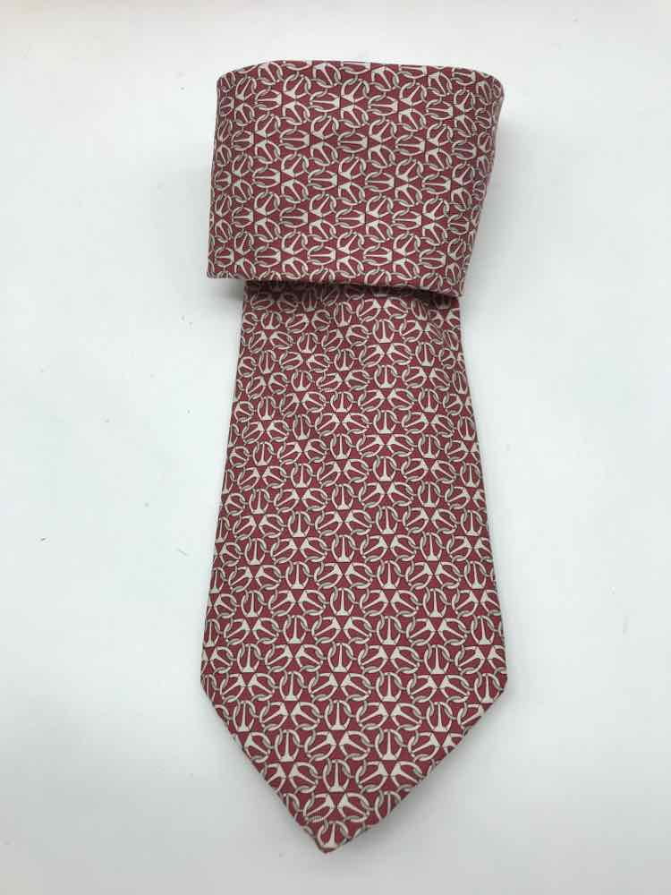 Silk Tie Red Men's Pre-Owned Printed Hermes