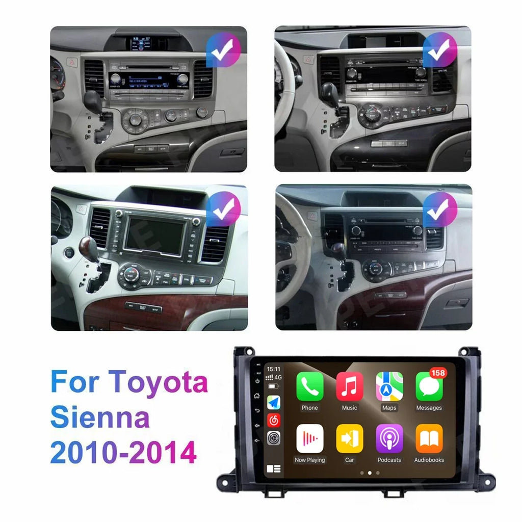 GPS 9 Link For Inch Android CarPlay Car Radio, Roinvou Stereo WiFi with Car Screen Mirror Sienna 2011-2014 Bluetooth Touch Radio 2+32G Support Android Auto Wireless