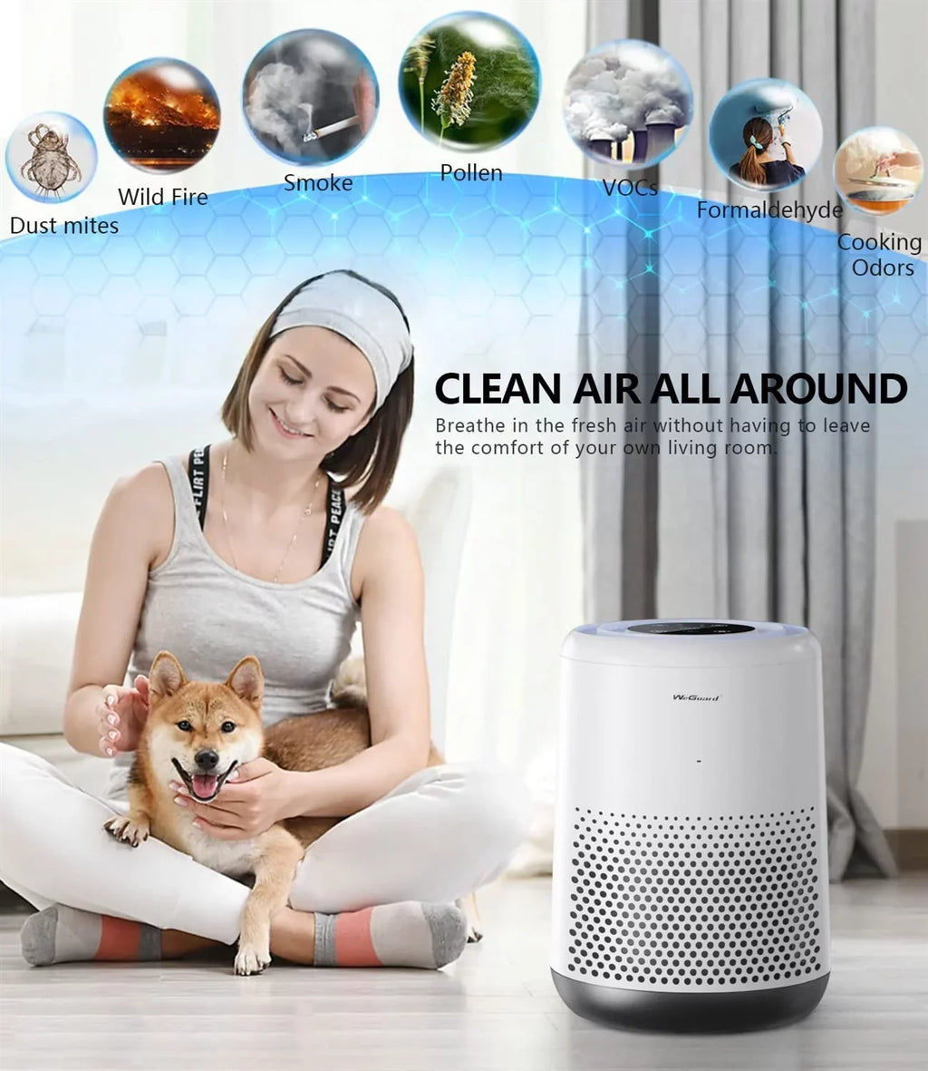 Weguard K300 Air Purifier With H13 True Hepa Filter 430 Sq Ft Coverage | For Allergens, Wildfire Smoke, Dust, Odors, Pollen, Pet Dander | Removal To 0.1 Microns White, 1-Pack