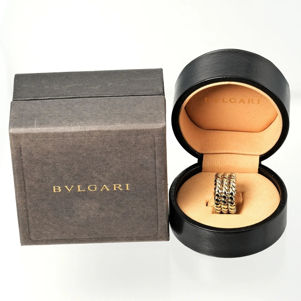 Pre-Loved Bulgari Bvlgari Tubogas 3-Row No. 9 Ring 14.53G K18 Yg Wg Yellow Gold White (Good)