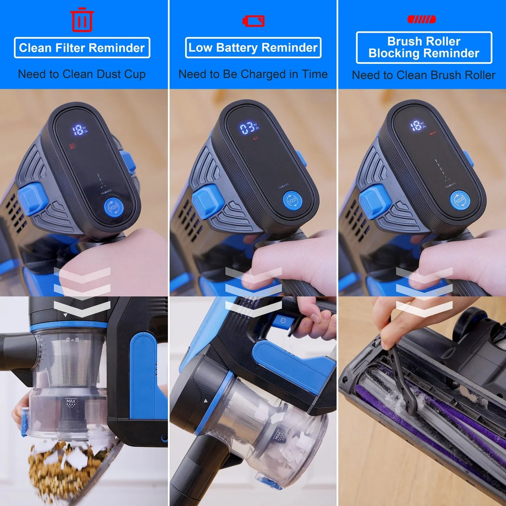 Cleaner Cordless Carpet Stick Up Cleaner Runtime Hair 28kPa Lightweight for 6-in-1 Vacuum Vacuum 50mins Floor to TASVAC Pet