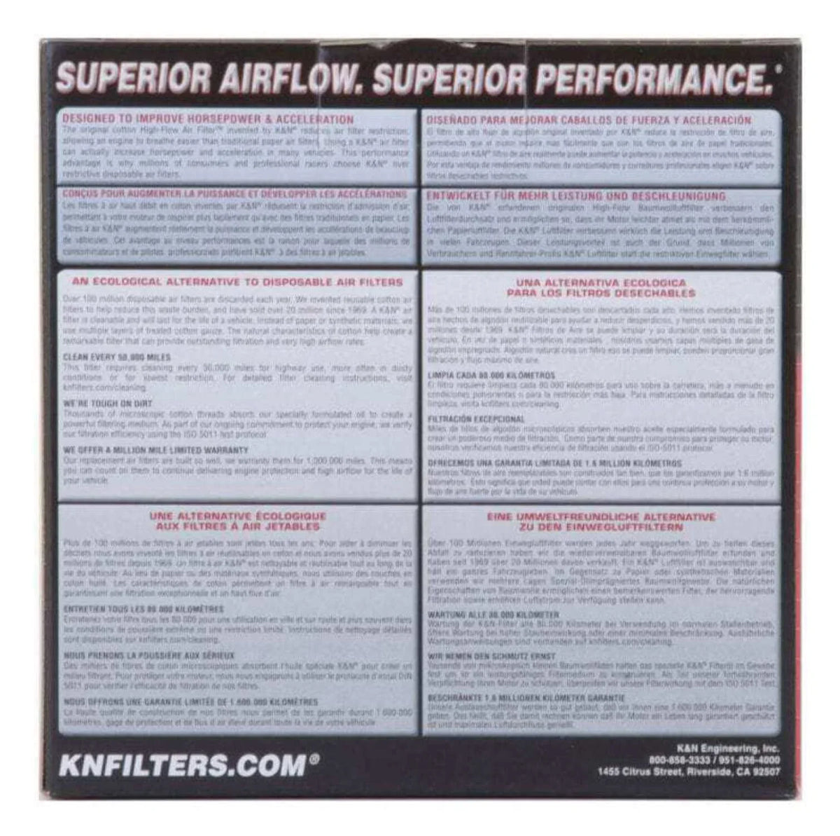 Kn Universal Custom Air Filter - Round 1.625In Flange / 1.625In Id / 2.75In Overall Height