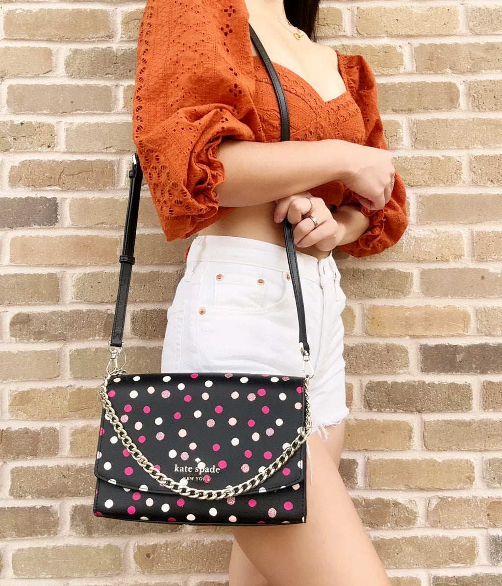 Festive Spade Kate Multi Chain Polka Crossbody Carson Convertible Dot Black