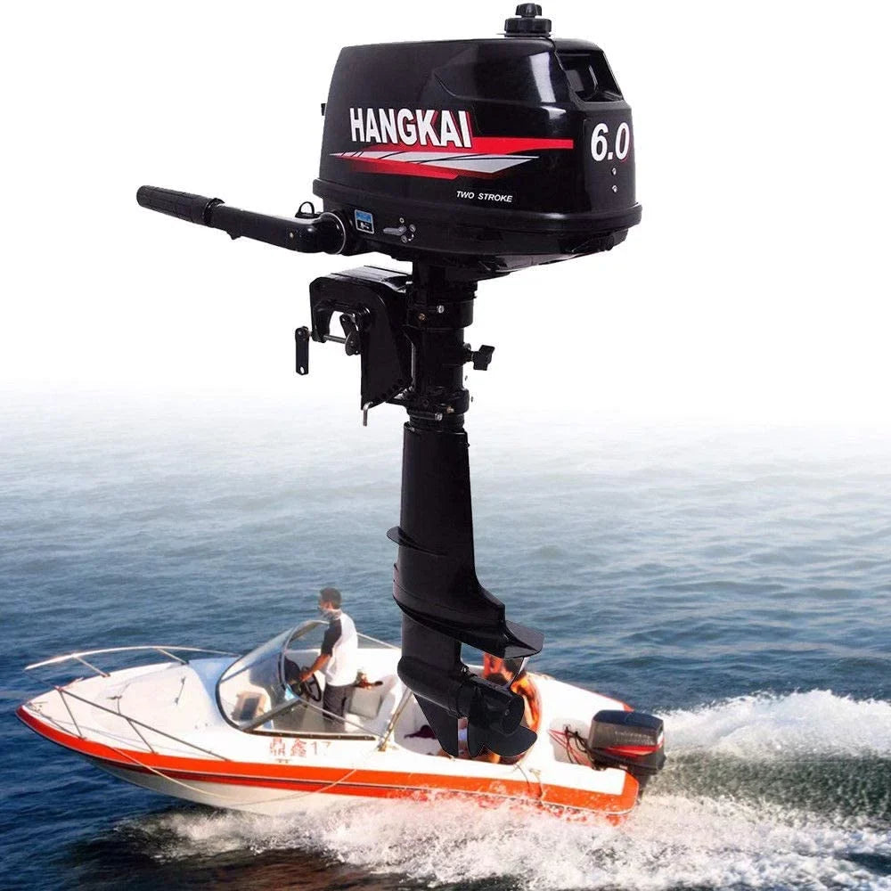 Fetcoi 6Hp 2-Stroke Outboard Moto Fishing Inflatable Boat Engine Water Cooling Cdi System Durable Cast Aluminum Construction