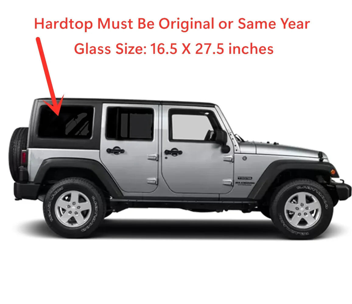 with Window 4 JK Glass / Rear 4 Passenger Right Side Wrangler Door Door 2011-2017 Models Quarter Jeep Quarter Wrangler Compatible 2018 Models