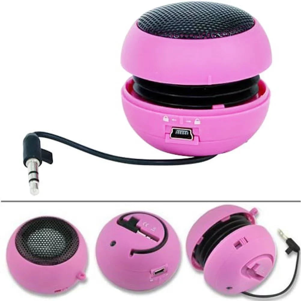 Wired Portable Loud Speaker Pink Multimedia Audio System Rechargeable Compatible With Alcatel Onyx - Lg V50 Thinq 5G, G8 Thinq - Motorola Moto G7 Power Play - Nokia 3.1 Plus