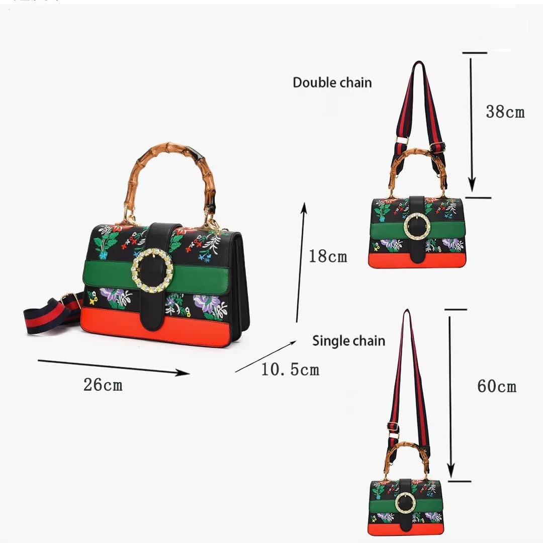 for Detachable Trendy women Bamboo Handbag top wide Satchel Asge shoulder strap bags crossbody Medium handle Bags with bag Vintage Shoulder