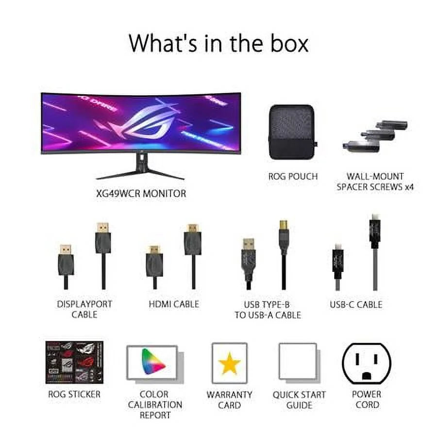 1440), 90% Motion Input USB-C, Switch x Strix Dual Extreme Ultra-wide (XG49WCR) Sync, KVM 32:9 (5120 ASUS Monitor - HDR DCI-P3, QHD Gaming ROG Low DisplayHDR400, 49" Curved 165Hz, Blur RJ45, Dual