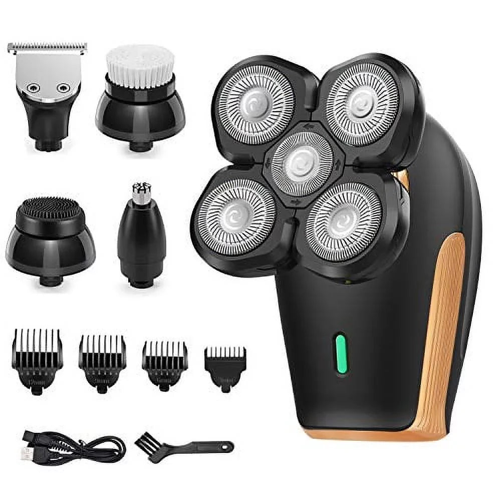 Sovob Men Trimmer Shavers Mens for Wet Electric Razors Shaver Cleansing Shaver Brush Rechargeable Nose Rotary Dry Kit Bald Electric Shaving Grooming Clippers with Hair Facial Waterproof Head