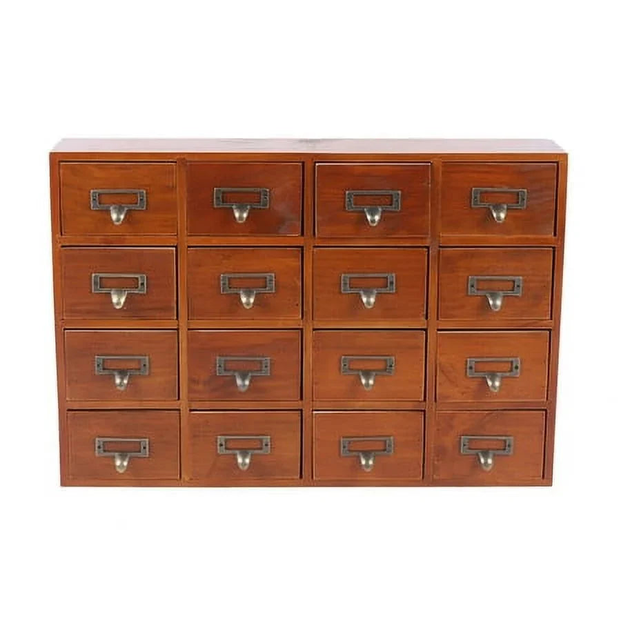 Cabinet Organizer 16 Storage Wood Desk Retro Drawer Box Apothecary Drawers