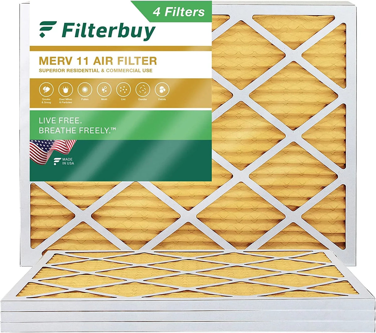 Furnace (4-Pack) HVAC AC 11 MERV Filters Pleated Air Filterbuy 12x16x1
