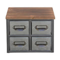 Frame Scoop 4 with Wood & Metal Handle Drawer Vertical - Label Top Short Galvanized Organizer