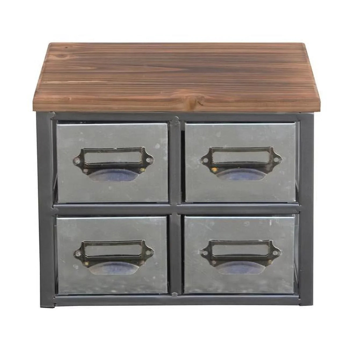 Frame Scoop 4 with Wood & Metal Handle Drawer Vertical - Label Top Short Galvanized Organizer