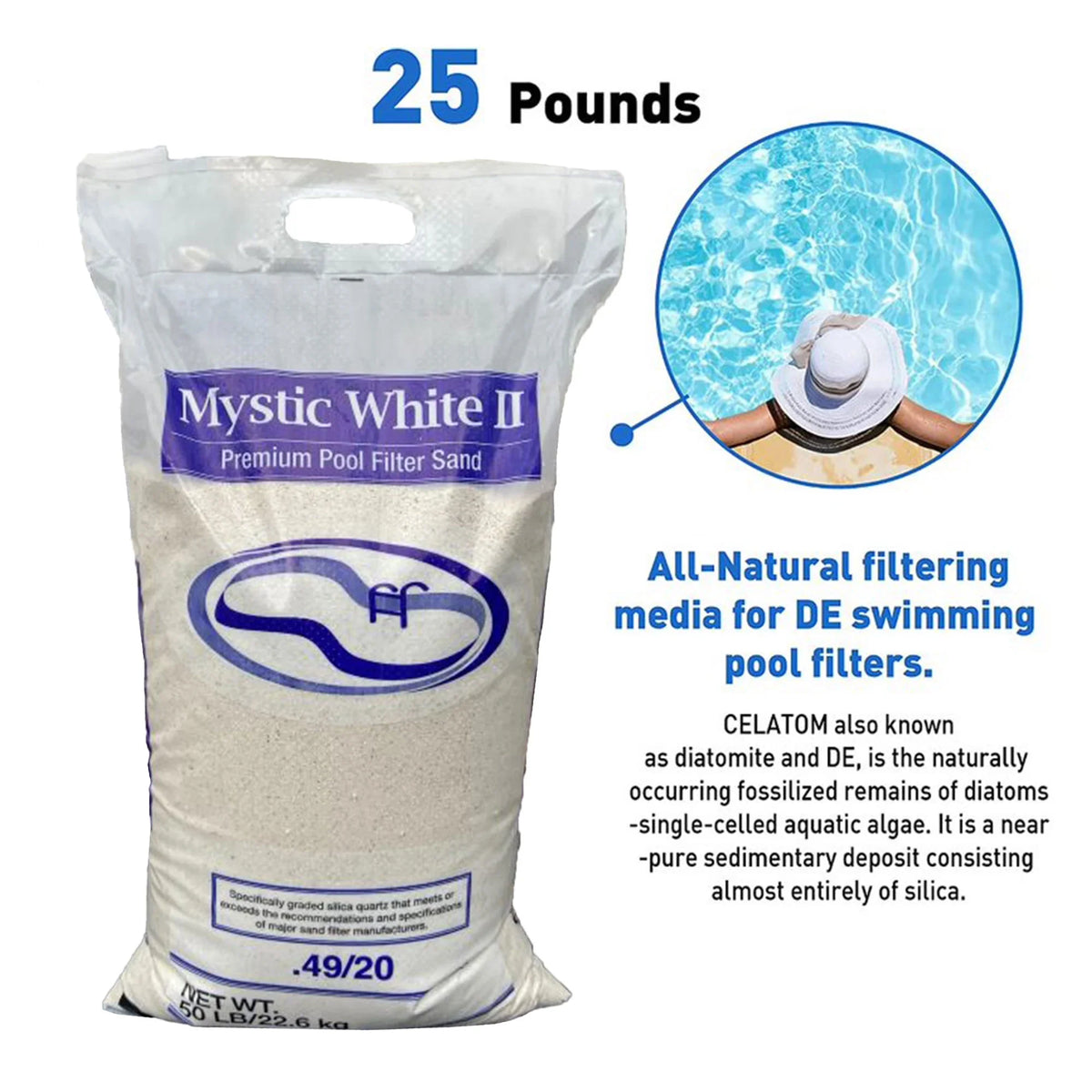 Filter 50 Sand, White, Swimming Mystic US Pool Bag II Silica Pound White