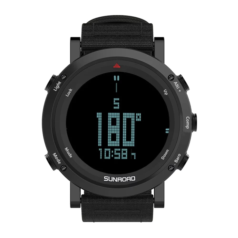 Sunroad Barometer Altimeter Compass Thermograph Weather Forecast Men Watch 50Meters Water-Resistant Multifunctional Sports Watch For Mountaineering Running Trekking Camping