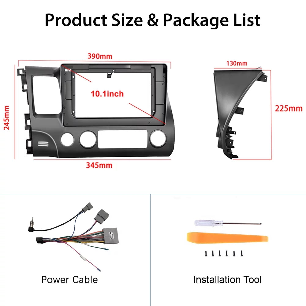 Rearview Android 2006-2011 USB,with 1080P HD LED 2+32G Car 10.1'' Honda Stereo Podofo MP5 11 Link 12 Civic Mirror Car Player for GPS inch 10 Camera FM WIFI Radio Bluetooth