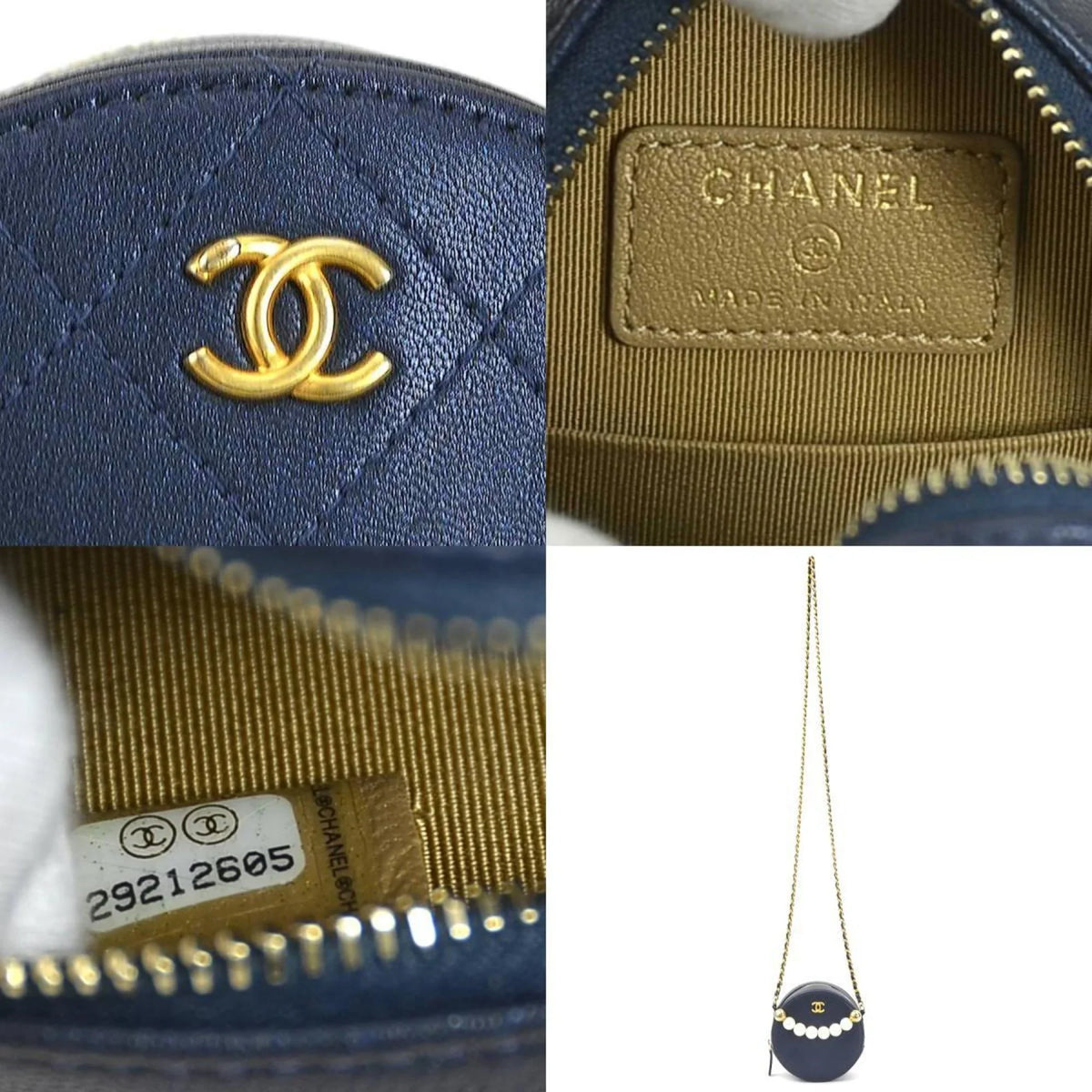 Leather/Metal/Fake Women's (Good) Crossbody Coco Pearl Pre-Owned Navy/Gold/Off-White Mark Shoulder Bag Pochette