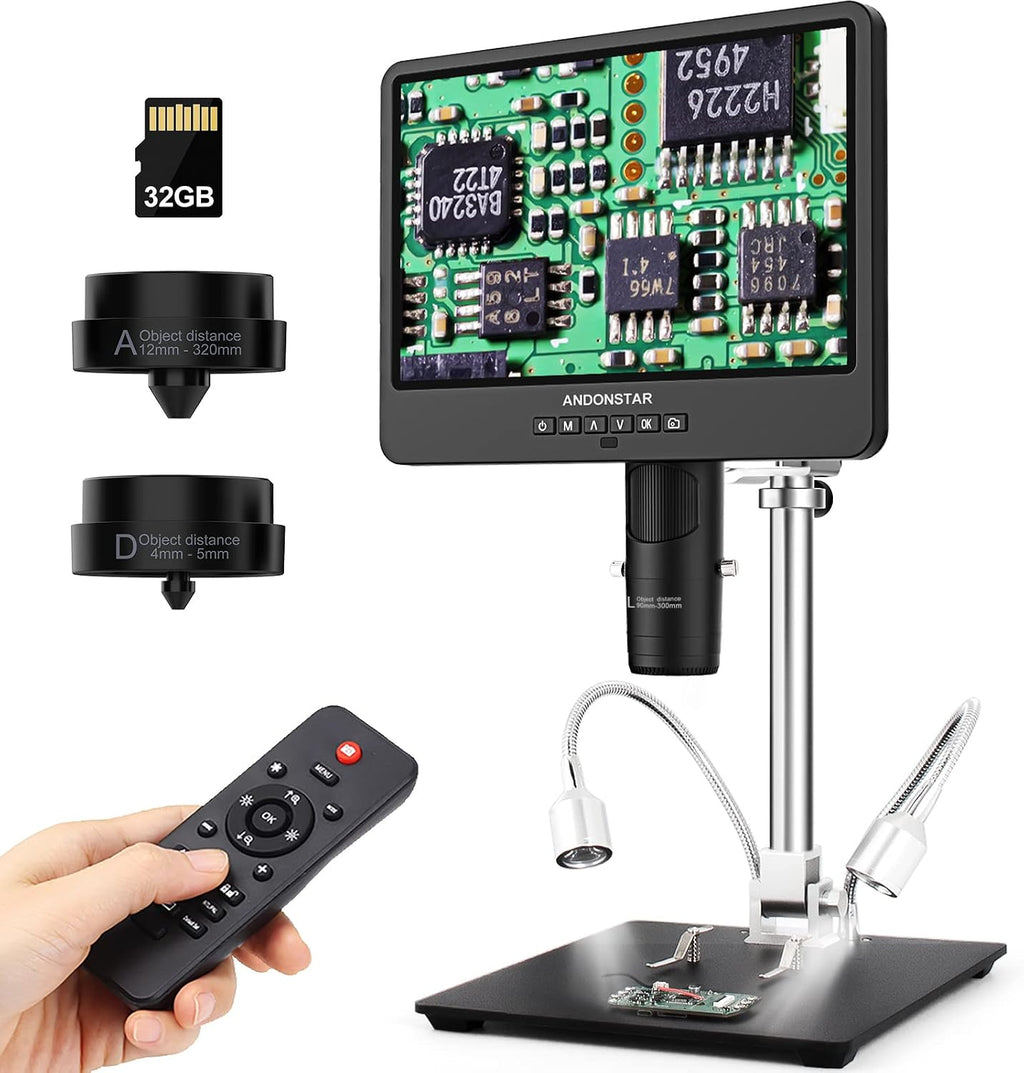 Andonstar AD249S-M 3 Lens 2160P 10.1 Inch HDMI Digital Microscope 2000x