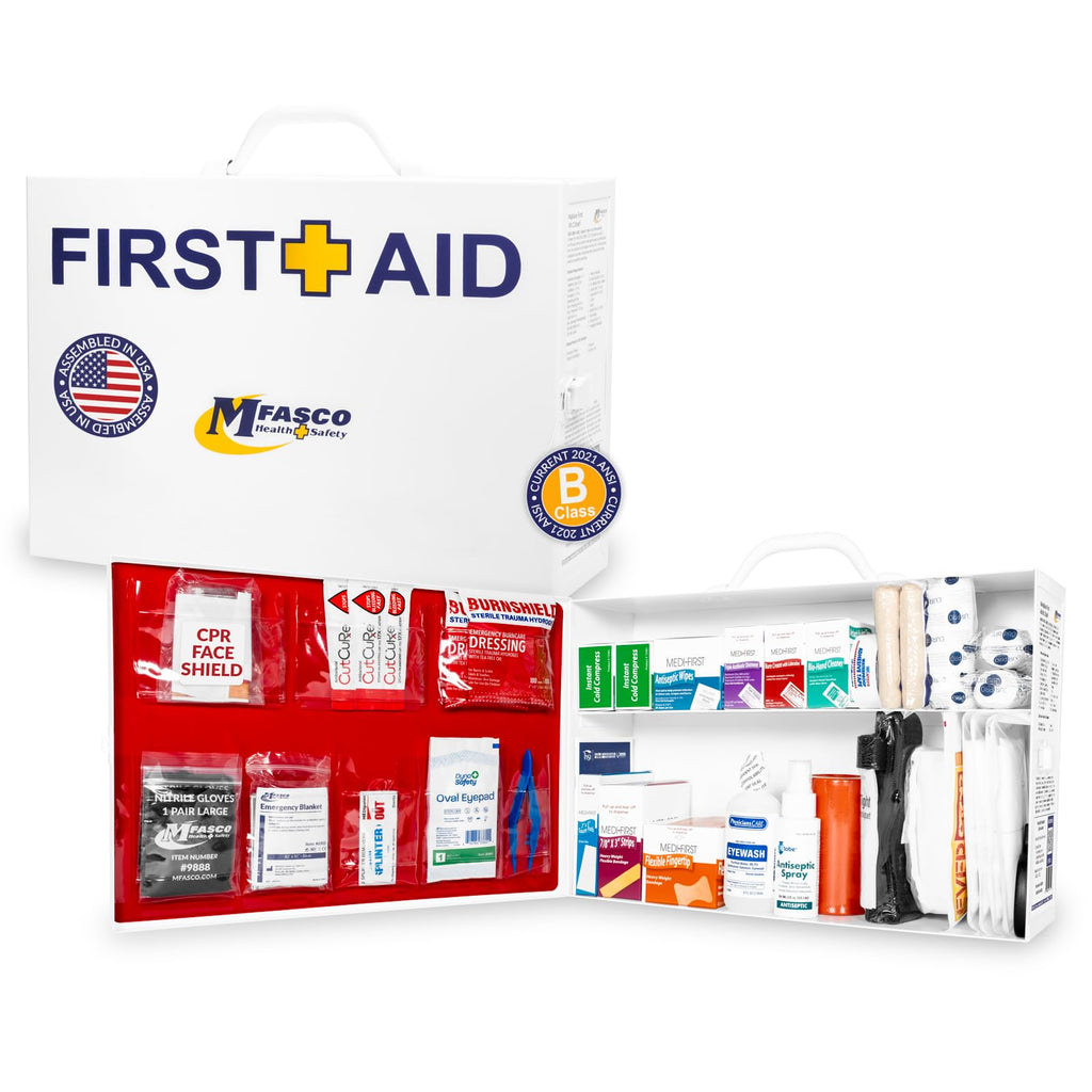 MFASCO OSHA/ANSI 2021 Class B Compliant First Aid Cabinet, Large, 3-Shelf