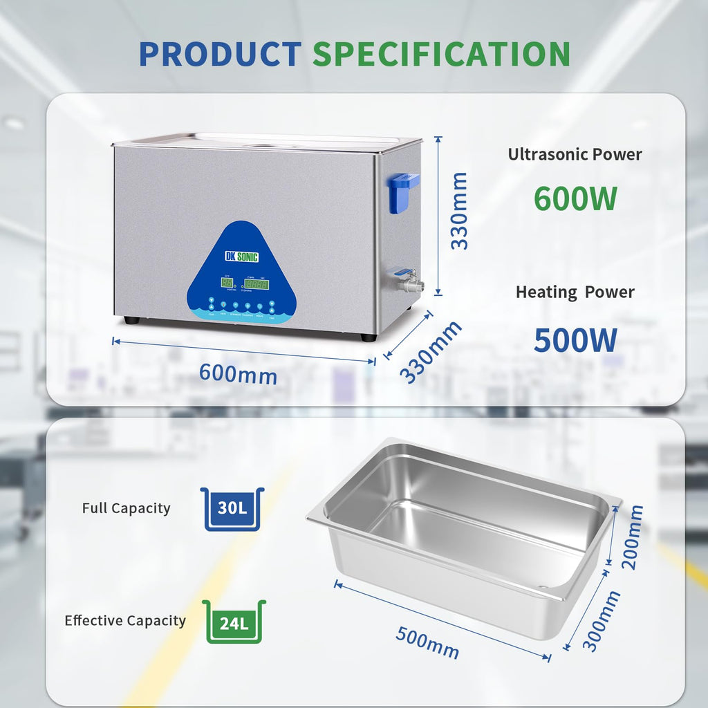 DK SONIC Ultrasonic Cleaner 10L,240W Industrial Ultrasonic Parts Cleaner with Heater&Timer, Digital Control&Basket, Multiple Functions for Motorcycle Engines,Carburetors, Chains