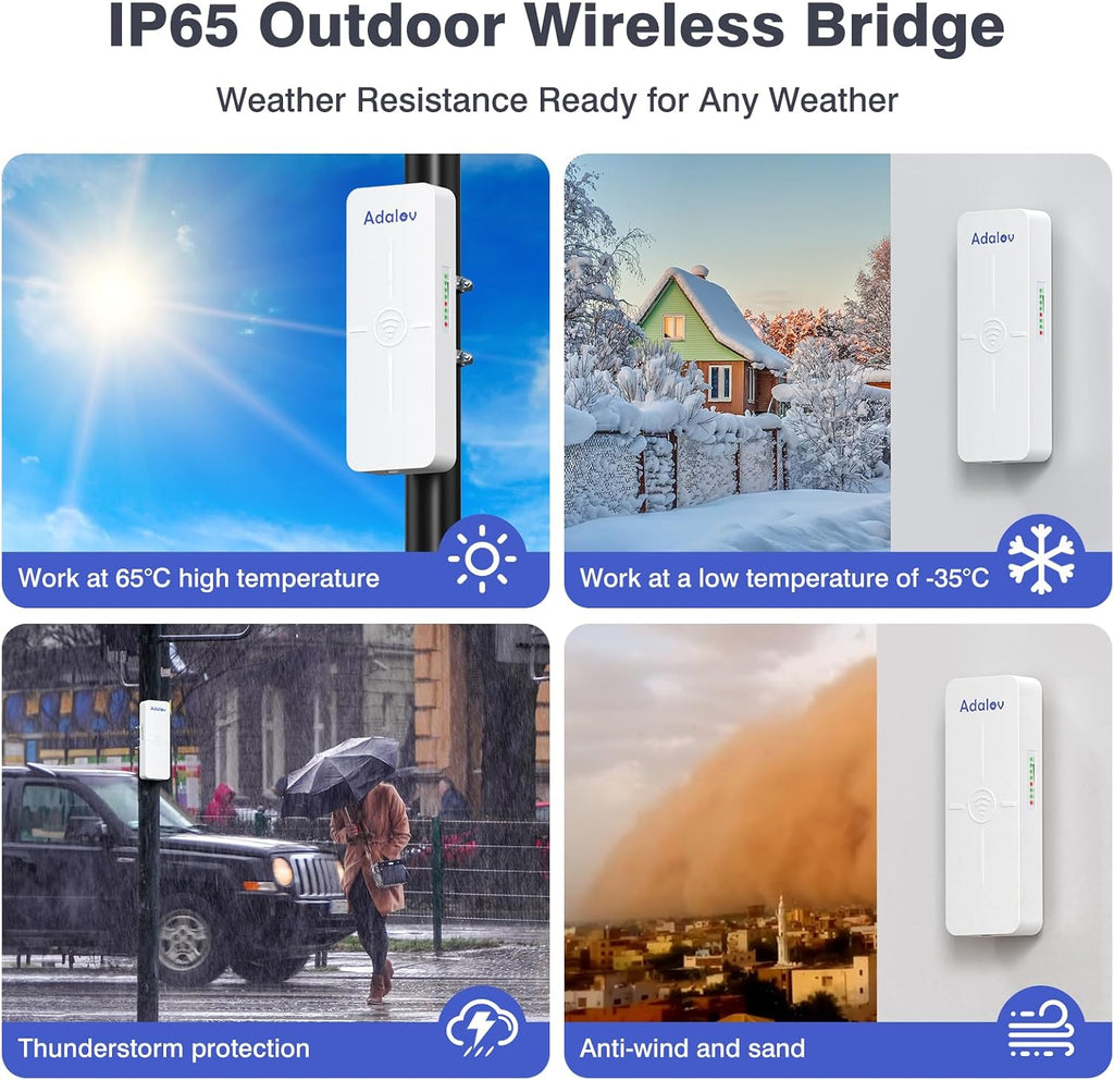 AdaLov CPE881 3 Pack 5KM Outdoor Point to 2 Points Wireless Bridges 5.8GHz