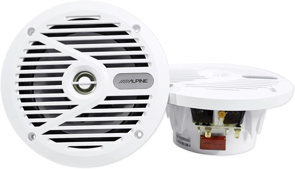 Alpine (4) SPS-M601W 6.5" 440 Watt 2-Way Marine Boat Coaxial Speakers - White