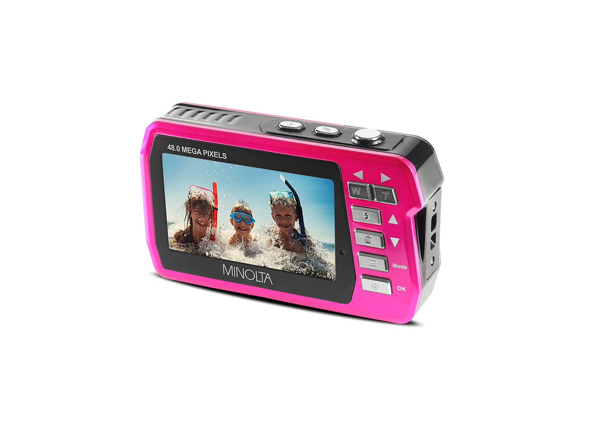 Minolta MN40WP 48MP QHD Dual LCD Screen Waterproof Camera, Blue