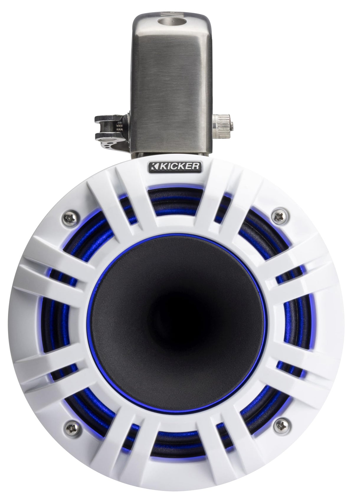 KICKER 51KMTCXL8 8" RGB LED Horn Loaded Compression Driver Marine Tower Speakers, Pair, Black
