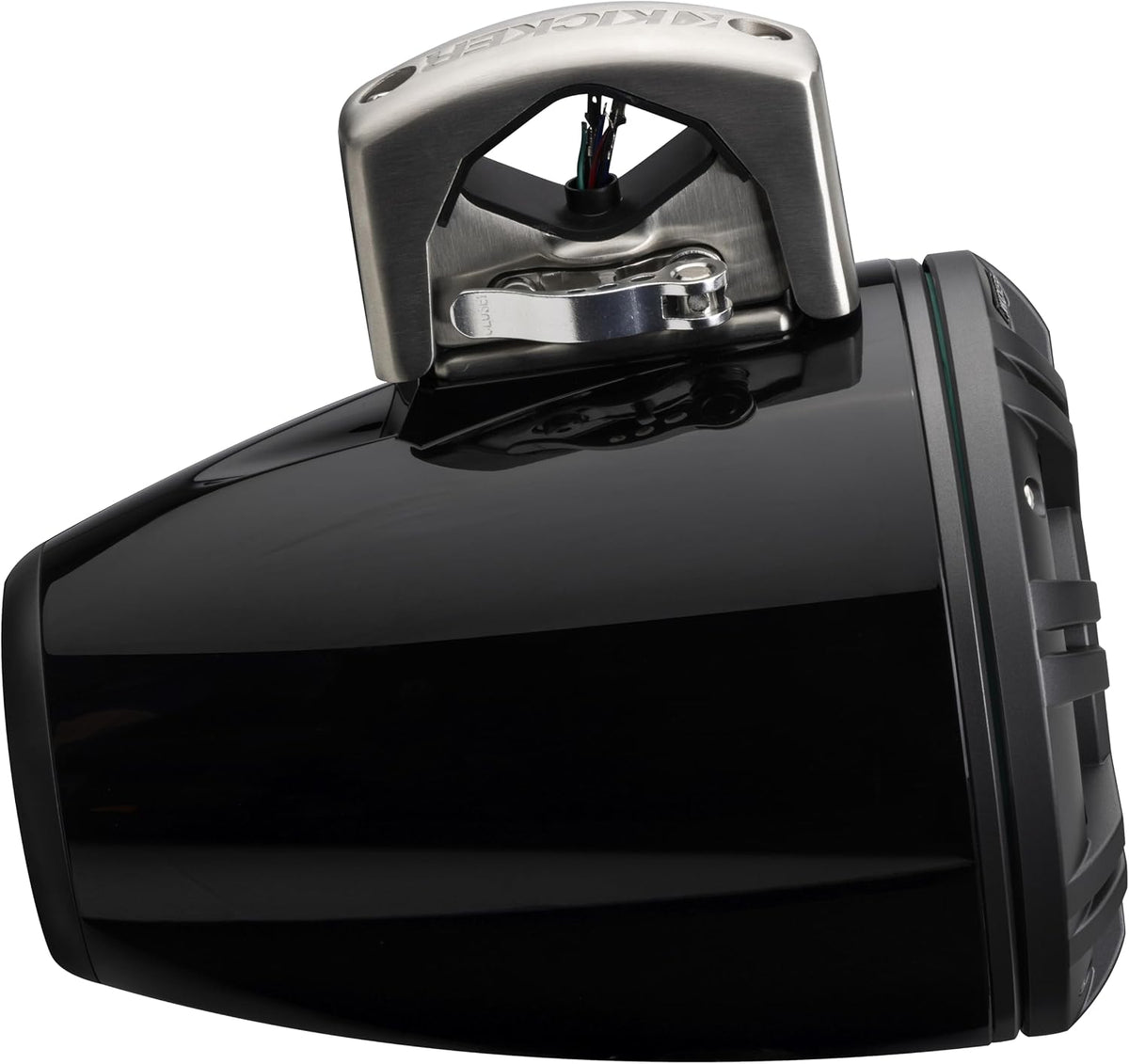 KICKER 51KMTCXL8 8" RGB LED Horn Loaded Compression Driver Marine Tower Speakers, Pair, Black