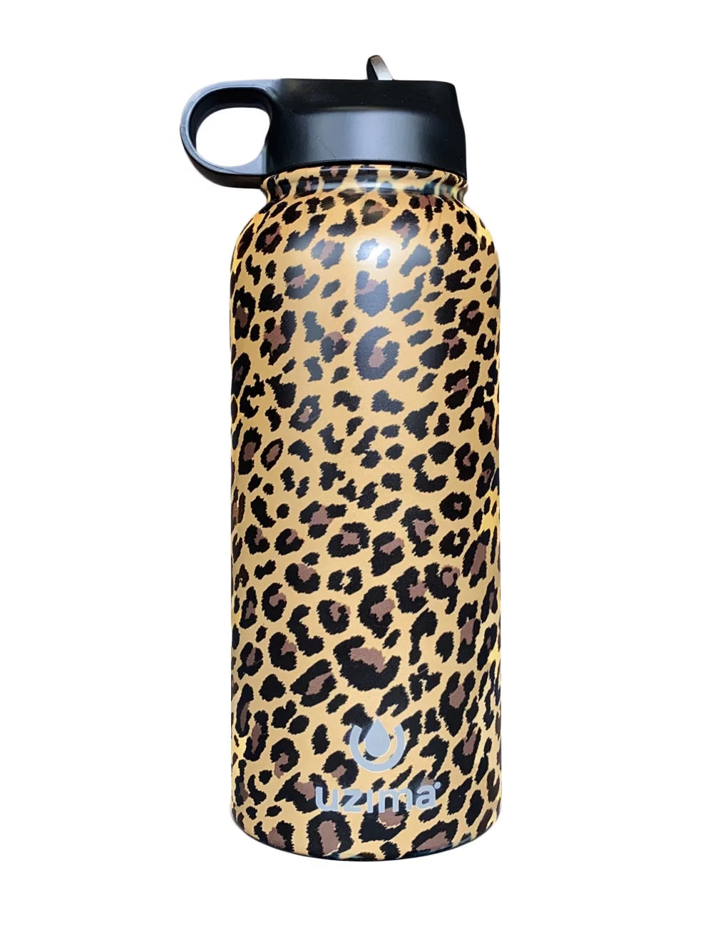 Hiking, (Leopard) Go. - Purification Exterior. for Z-Source and Camping, Capacity liquid Uzima liquid Steel the Backpacking, on Double-Walled Travel. with Bottle Filtered 32oz Large Stainless