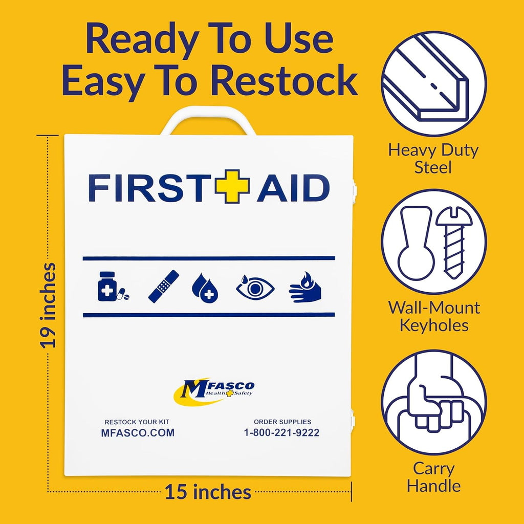 MFASCO OSHA/ANSI 2021 Class B Compliant First Aid Cabinet, Large, 3-Shelf