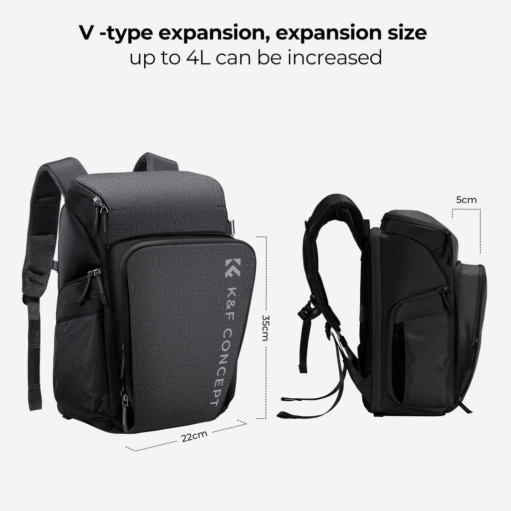 K&F CONCEPT Camera Backpack, 22L Expandable Camera Bag with Rain Cover