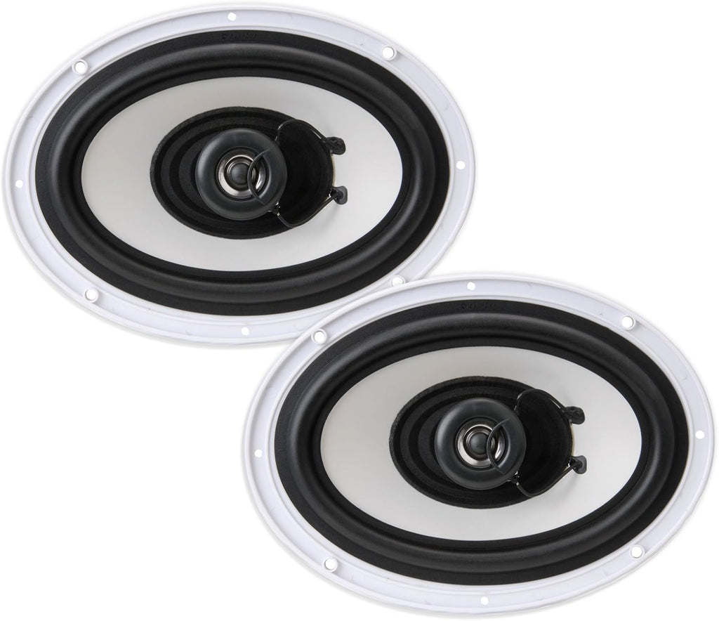 Pyle Bluetooth Marine Receiver Stereo + Pyle 6x9 Inch Dual Marine Speakers | Waterproof Boat Audio System