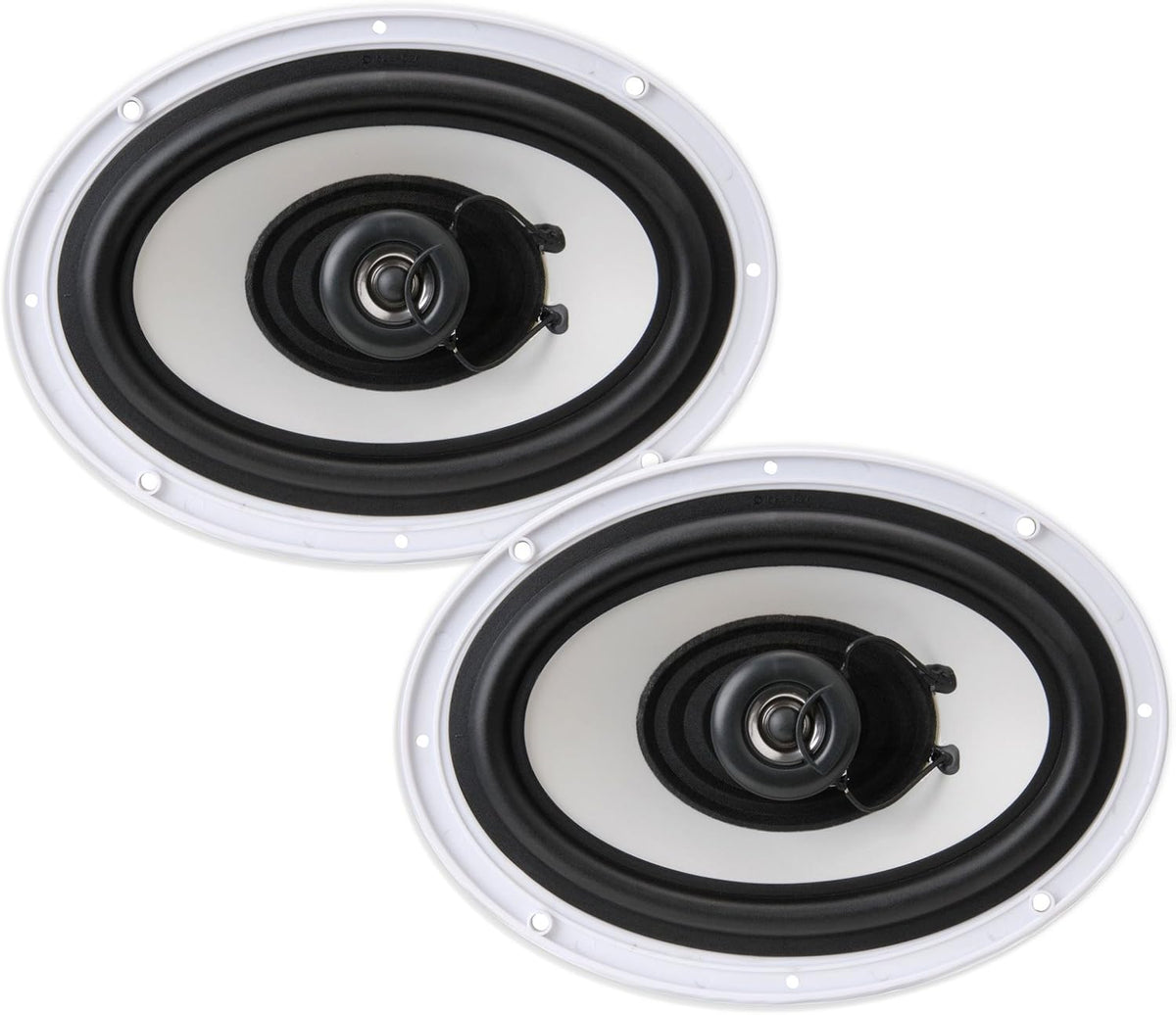 Pyle Bluetooth Marine Receiver Stereo + Pyle 6x9 Inch Dual Marine Speakers | Waterproof Boat Audio System