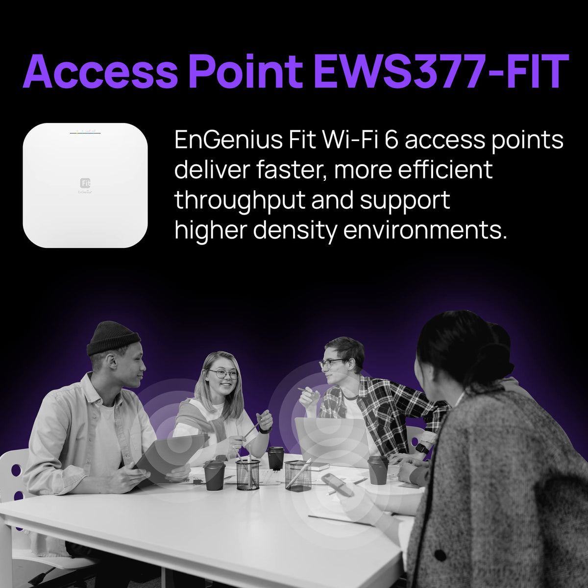 EnGenius EWS357AP WiFi 6 AX1800 2x2 Gigabit Wireless Access Point with 1Gbps Port, OFDMA, MU-MIMO, PoE+, WPA3, 1GB RAM, License-Free Management Tools (Power Adapter Not Included)