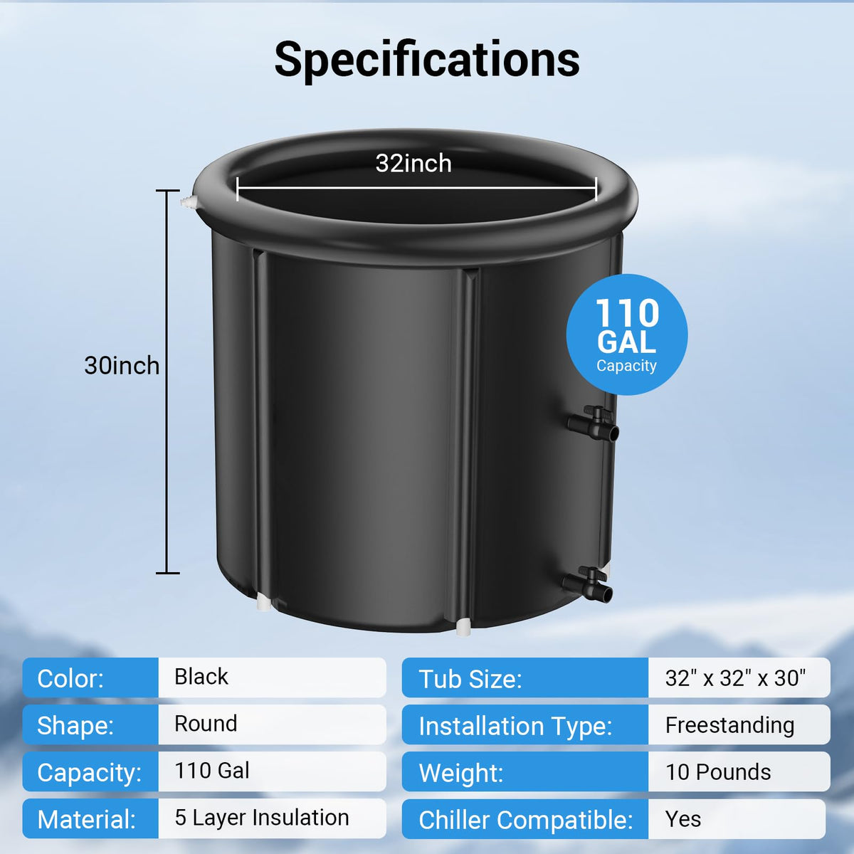 Cold Plunge Chiller for Ice Bath Tub, 1/3HP Water Chiller, Built-in Filter