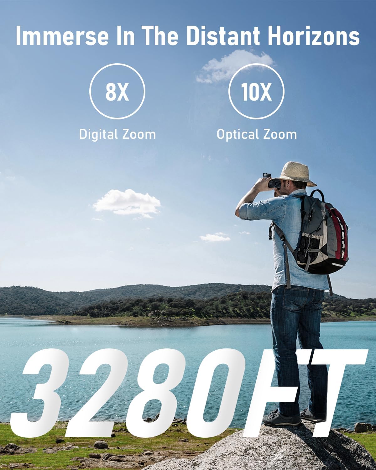 Digital Binoculars with Camera - 8X Digital Zoom, 2" LCD Display 40MP Camera 2.5K Videos Ideal for Concerts, Bird Watching, and Outdoor Adventures with 32GB SD Card - S555