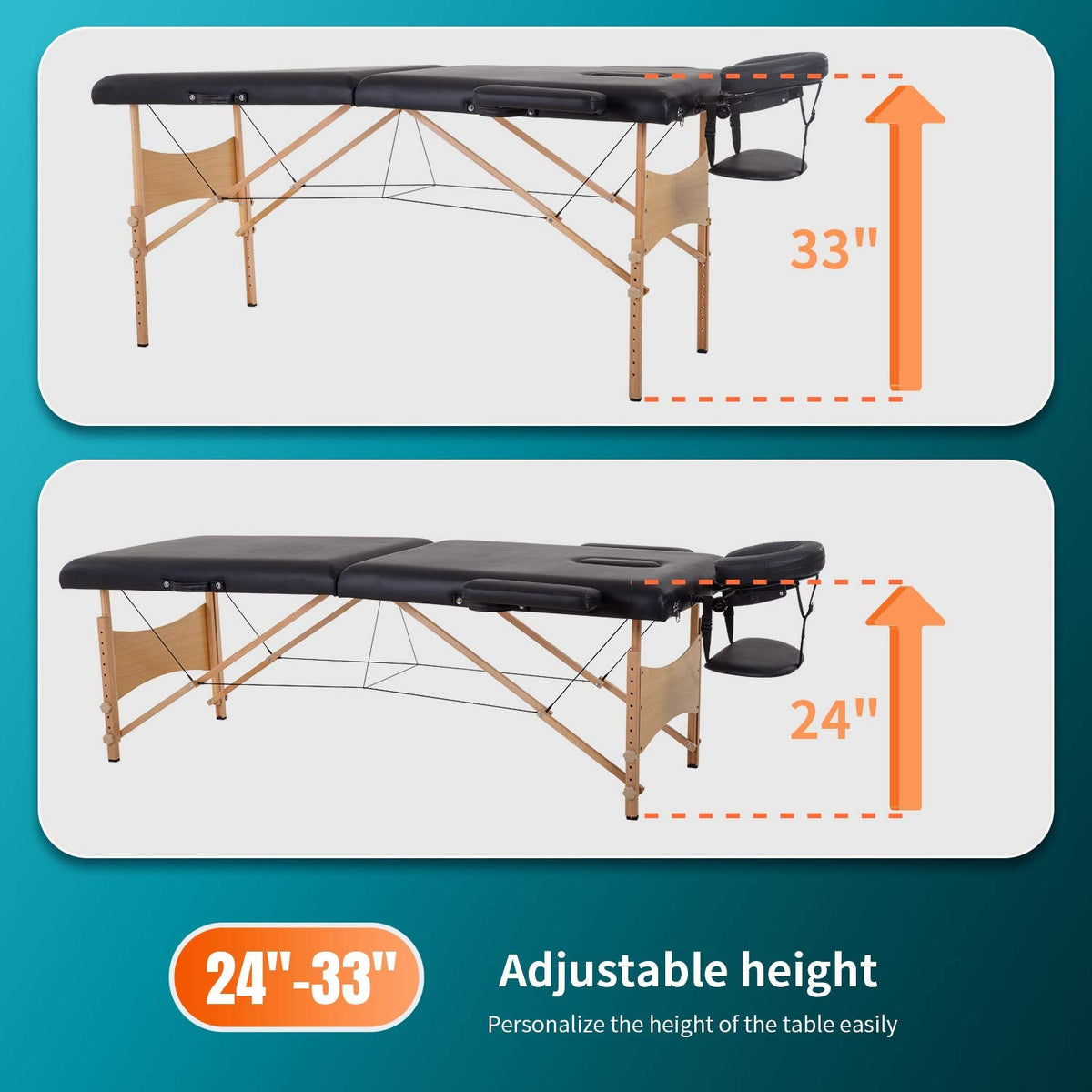 BestMassage Massage Bed Portable Folding Massage Table 24" Wide,Black