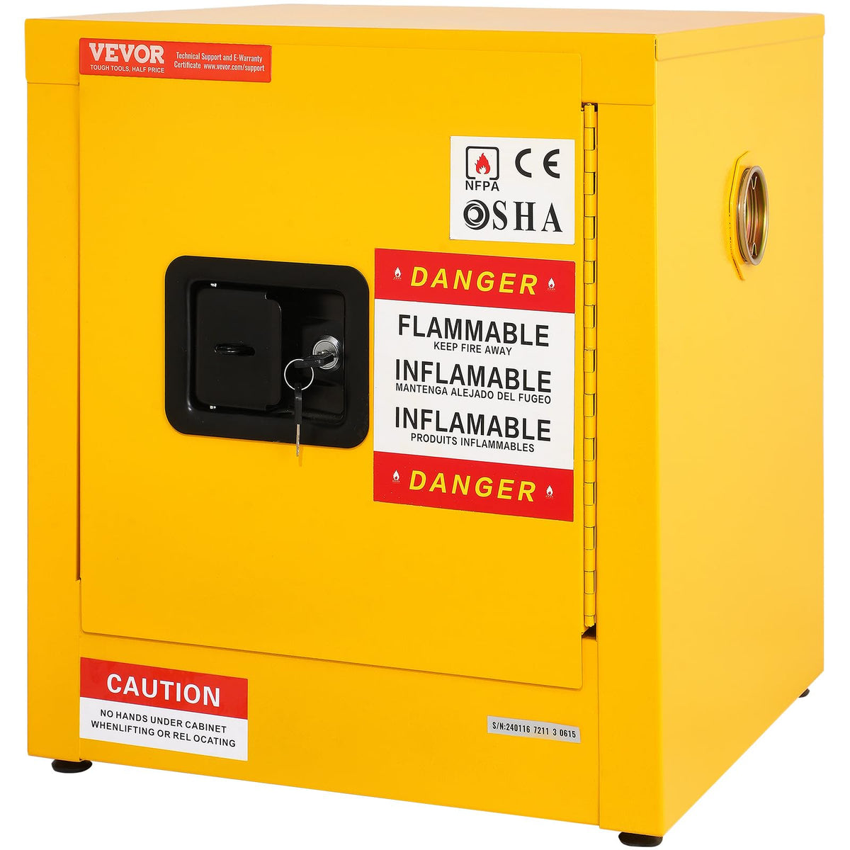 VEVOR Flammable Cabinet, 18" x 18" x 35", Yellow