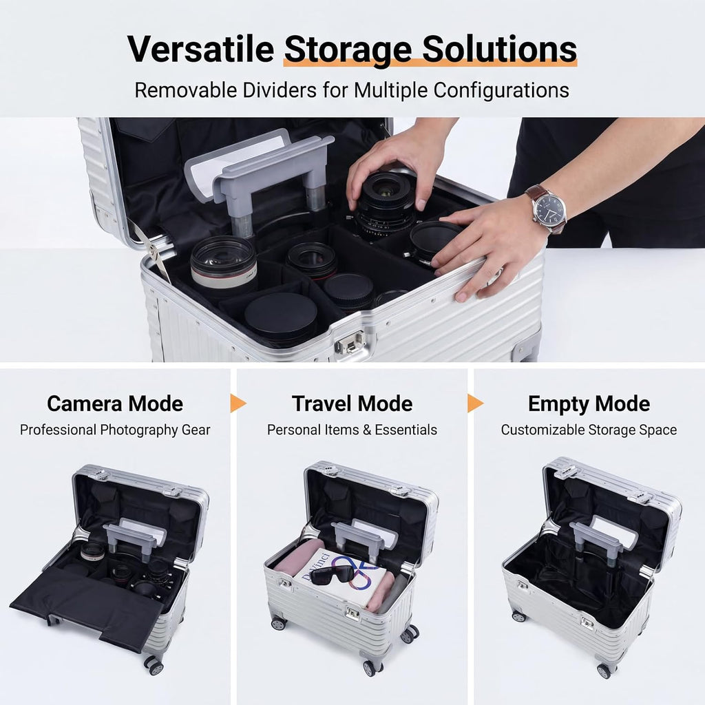 Full Aluminum Rolling Camera Bag 18" Camera Case
